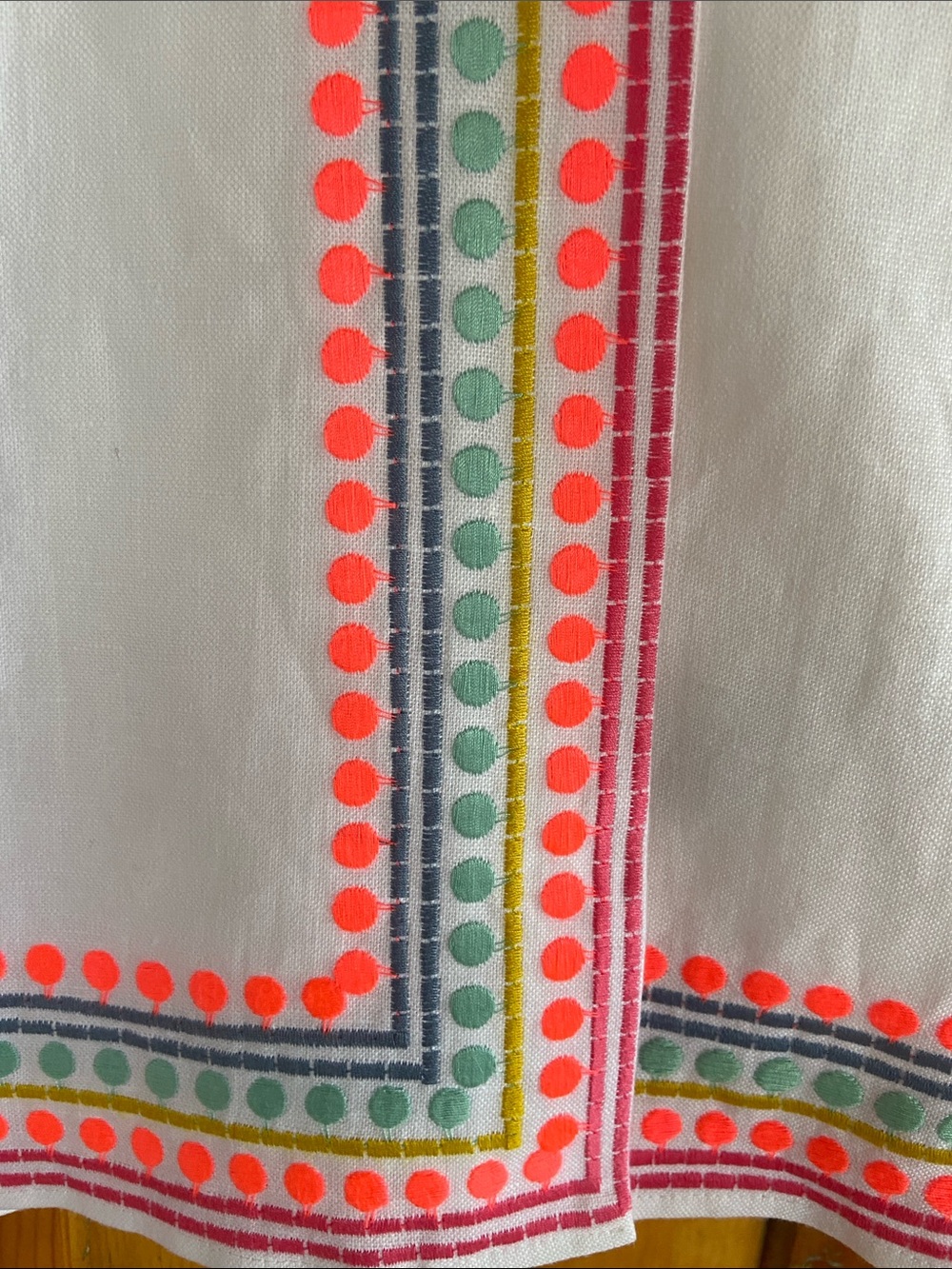 Boden White A-Line Skirt with Neon Pink & Green Trim - Picture 2 of 5